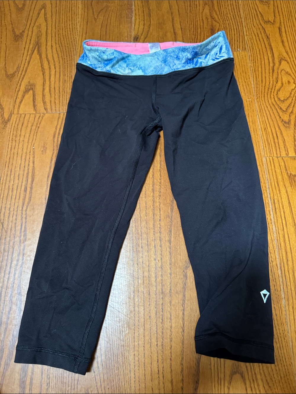 Ivivva Black Leggings with Blue Pink Waistband